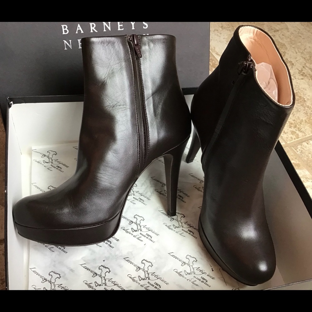 BARNEYS NY Boots Full-Grain Nappa Lambskin Leather